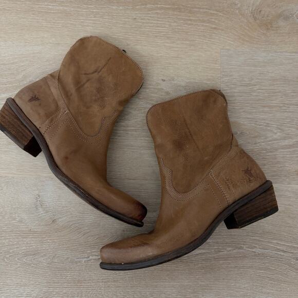 Women’s FRYE Leather Zip Up Western Booties Brown Size 6 - Picture 11 of 11